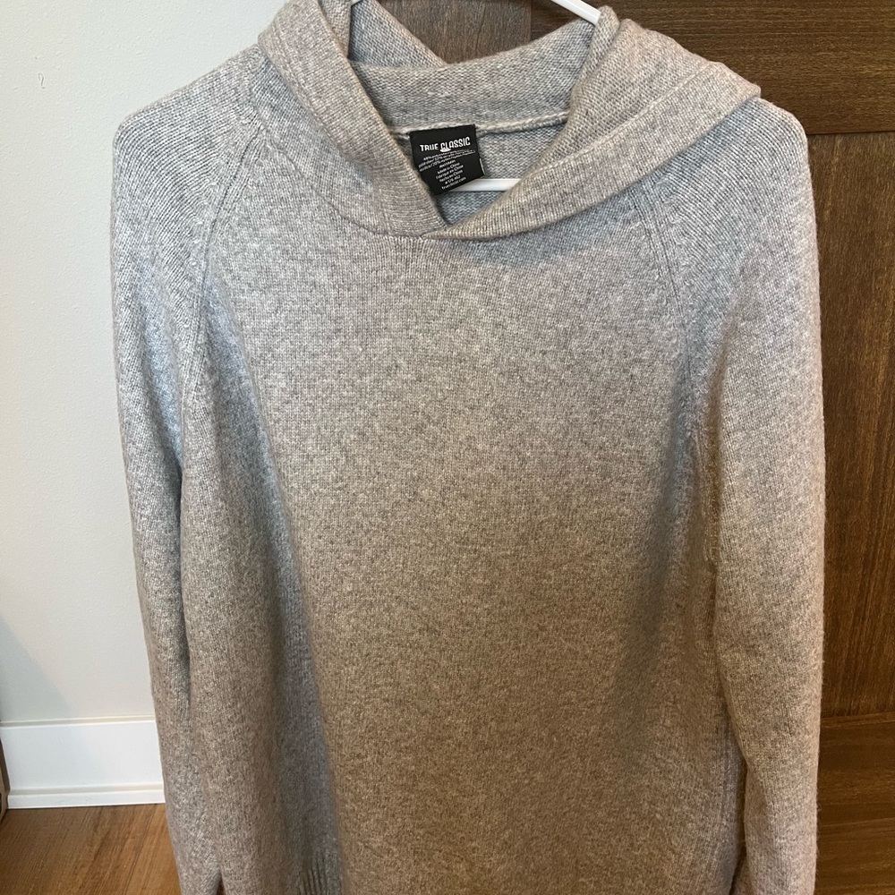 True Classic Gray Hooded Sweater
